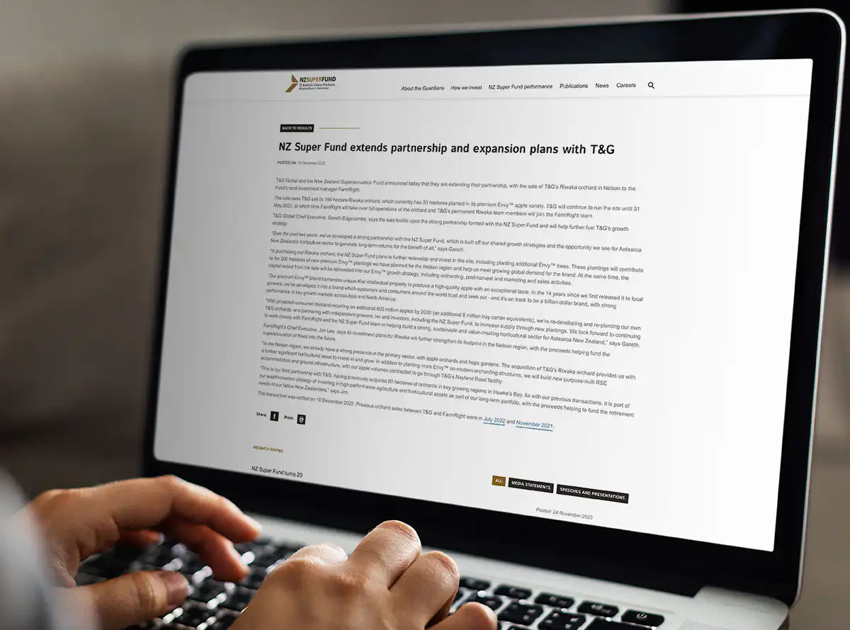 News 4 NZ Super Fund extends partnership and expansion plans with TG
